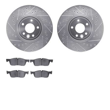 DYNAMIC FRICTION CO 7502-20033, Rotors-Drilled and Slotted-Silver with 5000 Advanced Brake Pads, Zinc Coated 7502-20033